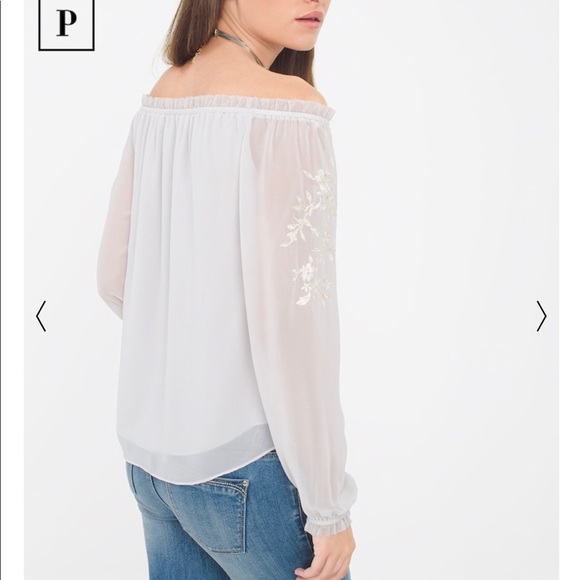 WHBM embroidered off the shoulder blouse - Picture 2 of 5